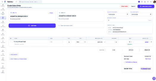 Sales Orders interface preview