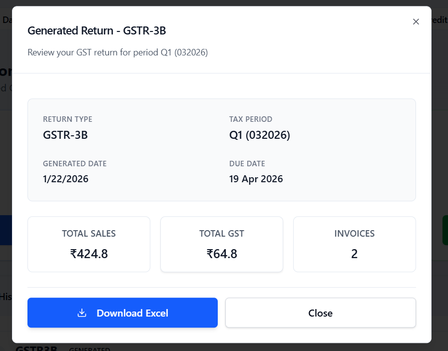 GST Returns - GSTR generation