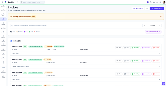 Sales Invoices interface preview