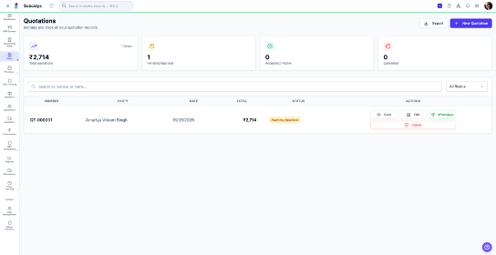 Quotations interface preview