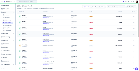 Sales History interface preview